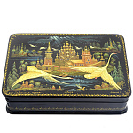 0048162/15*10см Шкатулка лаковая миниатюра Холуй"Лебединая песня"74,