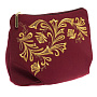 Косметичка "Морозный узор". Бордовая с вышивкой, фотография 1. Интернет-магазин ЛАВКА ПОДАРКОВ