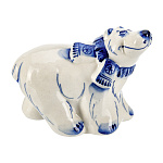 0069673 Гжель Скульптура "МЕДВЕДЬ-МЕЧТАТЕЛЬ" высота 9 см