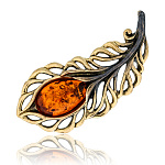 0045289/1706.4 Брошь Перышко Ажурное (коньячный)