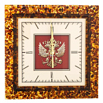 200358 Янтарь  Часы ГЕРБ РФ, квадратные 25*25 см