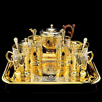 /ФПП Златоуст СЕРВИЗ чайный на 4 персоны (поднос, сахарница, молочник)  агат