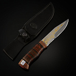 0049623 Златоуст Нож разделочный Егоза (кожа) золото