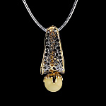 823984/4,41г  Серебро 925* ПОДВЕСКА  вст Янтарь позолота, родий