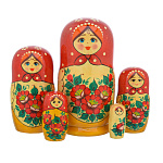 201487-5м18см Матрешка "ГУАШЬ" красн платок