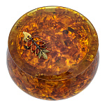 0080908-НП Янтарь ШКАТУЛКА КРУГЛАЯ "Веточка в руке" 15*15*9см