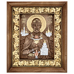 0070806 ИКОНА в киоте "ДМИТРИЙ ДОНСКОЙ" береза, поталь 38*32 см