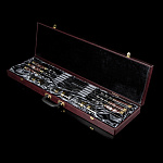 0063107 Нат.камень НАБОР ШАМПУРОВ  со стаканами, Мрамор под  яшму, Бронза, сталь