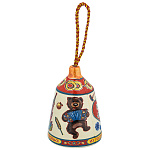 0074429 Сувенир  КОЛОКОЛЬЧИК "ИЗ РОССИИ С ЛЮБОВЬЮ"медведь бел керамика 5 см