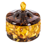 0064835/10см Янтарь Шкатулка КРУГЛАЯ СРЕДНЯЯ (янтарь, заливка)