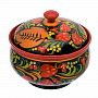 Сахарница "Клубника". Хохлома, фотография 3. Интернет-магазин ЛАВКА ПОДАРКОВ