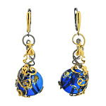 0068197/14,07г Серебро 925* СЕРЬГИ  вст.Янтарь/позолота/родий