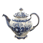  Гжель Чайник "Семейный № 3"Малый в золоте 17*19*11см Авт. Алехин С.С.