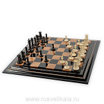 /А Бивень мамонта ШАХМАТЫ классич."Стаунтон"Нат.дерево(венге, кан.клен) в 2 чемоданах (кожа)
