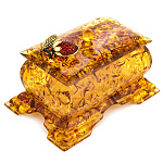 0068509/НП  Изделия из янтаря ШКАТУЛКА прямоугольная "Малинка" 15*10*9см