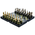 0056104/6656/П Златоуст ШАХМАТЫ "РЖД" с фигурами в П/У Змеевик бел/зел