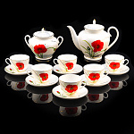 Чайный сервиз на 6 персон "Маки". Форма Весенняя-2. ИФЗ
