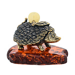 0071730/505 Ежик осенний на подставке Сувенир (коньячный)