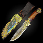 0069337 Златоуст НОЖ "ВОЛКИ" Сталь,Латунь,чернение серебра, 'эмаль в П/У 