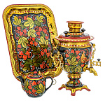 201650 Самовар электрический "ЯГОДЫ С ПТИЦЕЙ" желудь 3л в наборе 3 предм.