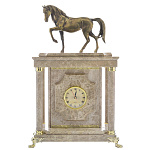 0039252-итальянский мрамор  Нат.камень ЧАСЫ-СЕЙФ "ЛОШАДЬ" малые