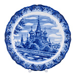 Тарелка декоративная "Храм Василия Блаженного". Гжель