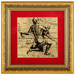 0068459-32*32см-ВОДОЛЕЙ  КАРТИНА сус.золото "ЗНАК ЗОДИАКА"паспарту красный(коробка)