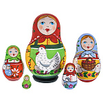 0072138  Сувенир МАТРЕШКА КУРИЦА  белая,платок бордо 5 мест 8 см