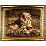Картина янтарная "Лев и львенок" 60х80 см