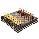 Шахматы с янтарными фигурами "Европа" 40х40 см