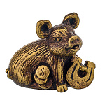 Бронзовая статуэтка "Поросенок с подковой"