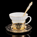 10490 Златоуст Чайный набор :Чашка фарф.+блюдце+ложка в ПУ RAZ 5874/9495