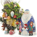 0021024 Хохлома Елочная игрушка Дед Мороз "Подарок"(к/изд.) 86210000000