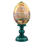 Деревянное пасхальное яйцо на подставке "Москва. Храм Христа Спасителя"