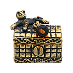 0047629/563 Сувенир Сундучок с Котенком лежащим Сувенир (коньячный)