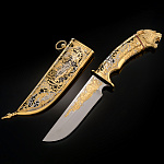 0036634 Златоуст НОЖ ПОДАРОЧНЫЙ "Ягуар" Фианиты, мет. ножны в П/У