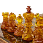 Шахматы с инкрустацией и фигурами из янтаря 50х50 см, фотография 7. Интернет-магазин ЛАВКА ПОДАРКОВ