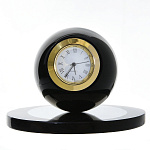 0019022 Обсидиан Часы настольные "ШАР" на ножка (латунь, стекло)