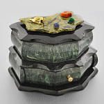 6239/Ф Нат.камень ЛАРЕЦ "Домик" Змеевик 