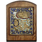 0021502 ИКОНА на дубе "Пророк Илья" Эмали, Латунь