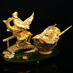 0015264/нефрит "Златоуст ИКОРНИЦА "Дед с осетром" Золото,Нефрит, вП/У (3857)