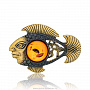 Брошь с янтарем "Рыба Нингё", фотография 1. Интернет-магазин ЛАВКА ПОДАРКОВ