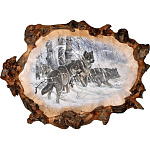 0023021 Нат. дерево  ПАННО настенное "ВОЛЧЬЯ СТАЯ" (кап карельской березы)  (01270)