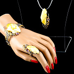 0025532/№1 Серебро 925 К-т "Янтарные ягоды"фианит серьги 8,57 ;кольцо 5,48; подвеска 20,30