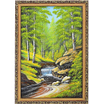0052505/1846/40*60см  Нат.камень Картина"Горный ручей" Багет гипс №6 