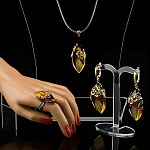 0025505 Серебро 925 КОМПЛЕКТ р/п серьги10,11; кольцо7,82, подвеска5,72