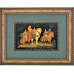 0044945/42*34см  Лаковая миниатюра Палех ПАННО "Три богатыря" Баглаев в П/У