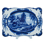 201217 Гжель ТАРЕЛКА декоративная ЛЕТО В ДЕРЕВНЕ , 17*12 см