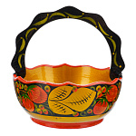 Корзинка деревянная с росписью "Клубника". Хохлома