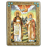 0062496/15*20см Икона подарочная "Петр и Феврония" мор.дуб  в ПУ (RTI-248-7.m)